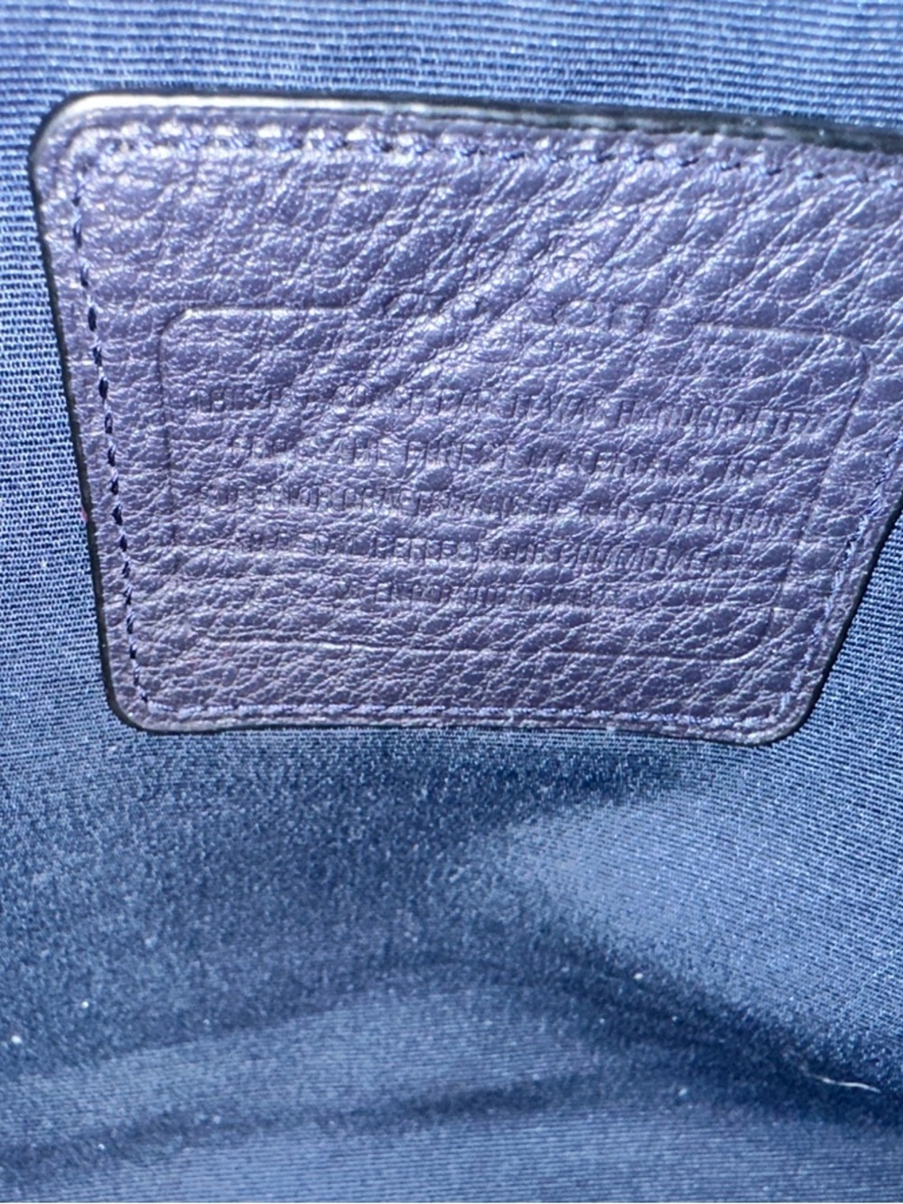 Coach Town Tote Navy Pebbled Leather Zip Top Shoulder Bag Large Work - Picture 9 of 11